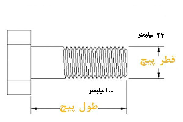 پیچ خشکه نیم دنده 100*24