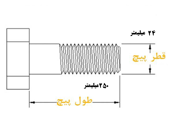 پیچ خشکه نیم دنده 250*24