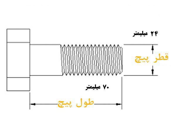 پیچ خشکه نیم دنده 70*24