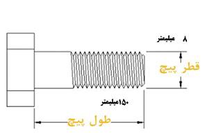 پیچ خشکه نیم دنده 150*8