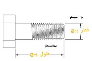 پیچ خشکه نیم دنده 180*10