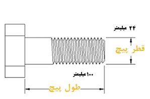 پیچ خشکه نیم دنده 100*24