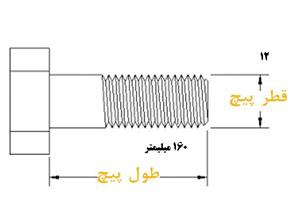 پیچ خشکه نیم دنده 160*12